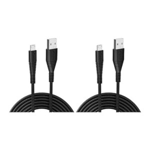 URBN USB Micro 3.4A Fast Charging Cable - 5ft, Unbreakable Nylon Braided, Quick Charge Compatible with Samsung & Micro USB Devices, Data Transfer, Tangle-Free - Black (Pack of 2)