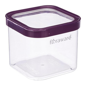 Floraware Food Safe Plastic Multiuse Square Fit-Lock Airtight Storage Jar, Grocery Container, BPA free, 750 ML (Purple, 2)