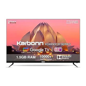 Karbonn 80 cm (32 inches) Kohinoor Series HD Ready Smart A+ LED Google TV KJSW32GSHD (Black) [coupon]