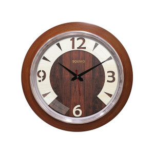 Amazon Brand - Solimo Stylish Numbers Wall Clock | Wooden | Silent Sweep Movement | 16 Inch | Brown