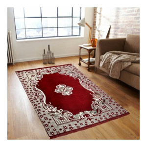 THE FRESH LIVERY Maroon Cotton Carpet  (5 ft, X 6 ft, Rectangle)
