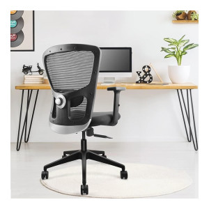 ASTRIDE Ryzen Ergonomic Mid Back Office Chair with 2-D Adjustable PU Armrest, 3 Way Multi-Tilt Lock Synchro Mechanism & 2-D Adj. Lumbar Support & Super Comfort Seating