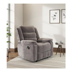 Nilkamal Sierra Velvet Fabric Manual Recliner | 1 Seater Sofa | Single Sofa Recliner | 1 Seater Chair Sofa | 1 Year Warranty (Finish Color - Brown)