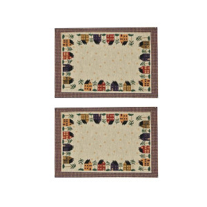 Galaxy Home Decor Dining Table 2 Table Mats (Mat 13x18 inches) Washable Cotton Linen Mat Jacquard Fabric, Multicolor (Hut Design, 2 Mats)