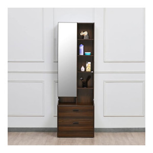 @home by Nilkamal | Model - Serra | Particle Board |Engineered Wood |Dresser | 2 Drawer Storage |Bedroom Storage |Dressing Table | Matte Finish - Color - Walnut