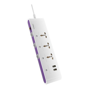 Crompton Powerbox Alpha SU 5 Socket Extension Boards  (White, Purple, 2 m, With USB Port)