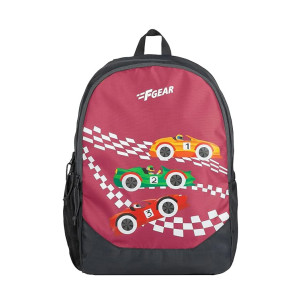 F Gear Boomer Grey Crazy Karter 15L, Casual Backpack|School Bag|Children Daypack|College Bag|Bottle Holder, Padded Back & Shoulder Straps|Lightweight Picnic/Tuition Backpack|Unisex Travel Backpack