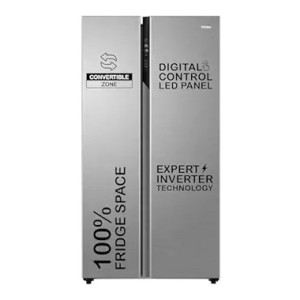 Haier 596L Frost Free Side by Side Refrigerator, 2024 Model, HES-690SS, Shiny Steel [Apply ₹1000 Off Coupon + ₹14,910 Off With ICICI Credit Card 12 Months No Cost EMI]