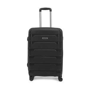 Aristocrat Porto 75 Cms Large Check-in Polypropylene Harsided 8 Wheels Luggage/Hardshell Suitcase/4 Wheel Inline Trolley Bag - Black