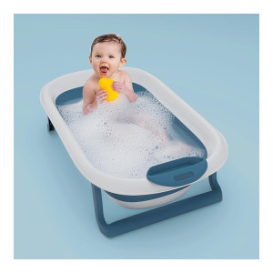 StarAndDaisy Foldable Infant Bath Tub, Collapsible Space Saving Newborn Toddler Folding Bathtub for 0-3 Years Kids Girls & Boys with Soap Tray, Easy to Store (BT-Blue) [coupon]