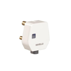 Havells AHLGWXW163 16A 3Pin Flat Plugtop with Indicator, white (Model: AHLGWXW163-Pk1)