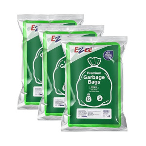 Ezee Flat Garbage Bags Small Green 90 Pcs | 17 X 19 Inch | 30 Pcs x Pack of 3 | Dustbin Trash Bag