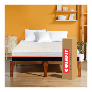 Coirfit Naturale - 100% Natural Pincore Latex Eco Friendly 7- Zone Sleeping System - 8" Queen Size Mattress with All Organic Outer Fabric- with 2 Free Pillows (75"x60"x8") - Roll Pack with 10% off on ICICI Credit cards (Kolkata available)