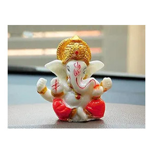 Perpetual Ganesh Idol for Car Dashboard - Beautiful Ganapati Idol for Home Decor, Office Desk, Diwali Gifts Polyresin Figurine