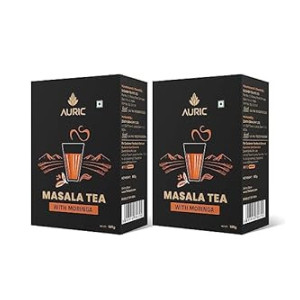 Auric Kadak Moringa Masala Tea - Black Tea from Assam & Darjeeling | Tea Blended with 7 Real Spices (Cardamom, Cinnamon, Ginger, Black Pepper, Tulsi, Star Anise, Clove) 1 Kg [Apply ₹110 coupon]