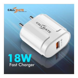 Callmate 12 W Qualcomm 3.0 3.1 A Mobile Charger with Detachable Cable  (White, Cable Included)