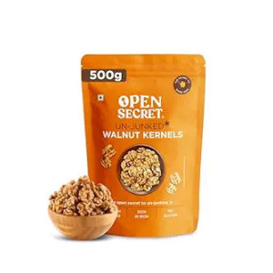 Open Secret Walnut Kernels 500g | Premium California Akrot Giri | High Protein & Iron | Fresh Whole Walnuts | Healthy Dry Fruits Snack
