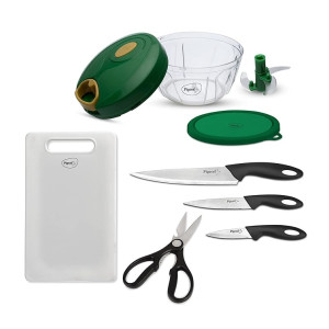 Pigeon by Stovekraft Kitchen Tools & Cutting Board Combo (400ml Chopper & Storage, 3 Knives Set, 1 Kitchen Scissor, 1 Chopping Board) (Coupon)