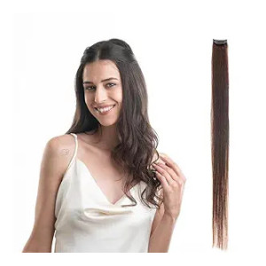 Hair Originals 100% Natural Human Hair Clip In Color Streaks (10 Inches, Single Clip, Mysterious Mocha) (Sample Loot)