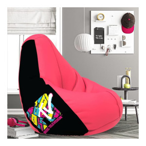 ComfyBean Bag with Beans Filled 4XL- Official: MTV Bean Bags - for Adults - Max User Height : 5.5-6 Ft.-Weight : 70-99 Kgs(Model: MTV_ARTWORK-10b - Pink)