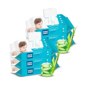 Mee Mee Wet Wipes for Baby Skin with Aloe Vera Paraben Free, Fragrance Free, pH Balanced, Hypoallergenic free, Baby Wipes Combo, 72 Wipes/Pack With Lid (Pack of 6)