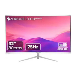 ZEBRONICS AC32FHD LED Curved 75Hz 80Cm (32") (81.28 Cm) 1920x1080 Pixels FHD Resolution Monitor with HDMI + VGA Dual Input, Built-in Speaker, Max 250 Nits Brightness, Black [10% Instant Discount  on ICICI Bank Credit Card]
