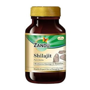 Zandu Shilajit Capsules, Infused with Goodness of Natural Shilajit Extracts, Helps Boost Immunity & Energy, Supports Metabolism - 60 Vegetarian Capsules