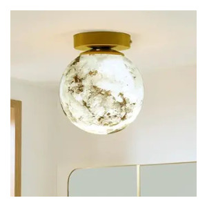 Homesake® Mid Century Modern Bubble Flush Mount Ceiling Lighting Fixture, Gold Flush Mount Lamp, Glass Globe Shade (6" Saturn)