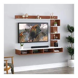 Anikaa Larisa Engineered Wood Wall Mount TV Unit/TV Stand/TV Cabinet/TV Entertainment Unit/Set Top Box Stand (Ideal for 43 Inch) (D.I.Y) (Walnut White)