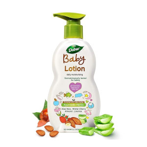 DABUR pH 5.5 Balanced Sensitive Skin with No Harmful Chemicals Contains Aloe Vera, Licorice and Almonds, Hypoallergenic and Dermatologically Tested No Paraben and Phthalates Baby Lotion - 500 ml