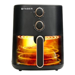 FABER FAF 6.0 DLX BK 1500W, Fry, Roast, Grill, Bake, Aesthetic Look, Swirl Cooking, Cool Touch Handle, 85% Reduced Oil Usage, Auto Shut Off, BPA Free, Compact Sleek Design, Manual Control, Non-Stick Pan Air Fryer  (6 L)