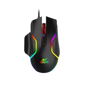 Ant Esports GM320 RGB Optical Wired Gaming Mouse | 8 Programmable Buttons | 12800 DPI I Ergonomic Design with Braided Cable - Black