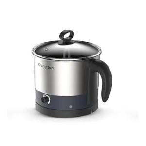 Crompton Multi-Purpose Kettle 1 Ltr Temperature Control Knob | 360-degree swivel base | Robust Stainless Steel Body | LED Indicator | Safety - Auto Shut-Off | Ergonomic Handle | Wide Mouth