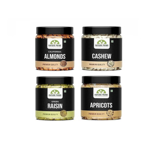 Nature Prime Fresh and Healthy Dry Fruits Combo Pack of Almond, Cashew, Raisin, Apricot (200g * 4) 800G JAR PACK