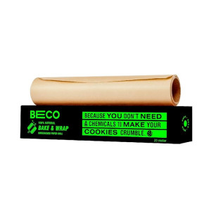 Beco Eco-Friendly Baking & Wrapping Paper, 20 Meter Roll, Pack of 1, 100% Bamboo Pulp & Chemical Free Parchment Paper