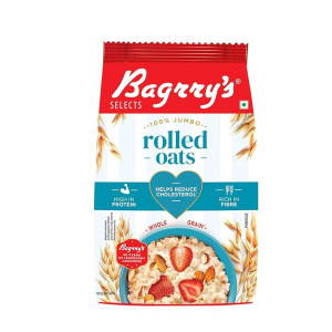 Bagrry’s 100% Jumbo Rolled Oats 1kg Pouch | Whole Grain Rolled Oats with High Fibre, Protein | Non GMO | Healthy Food with No Added Sugar | Diet food for Weight Management | Premium Rolled Oats
