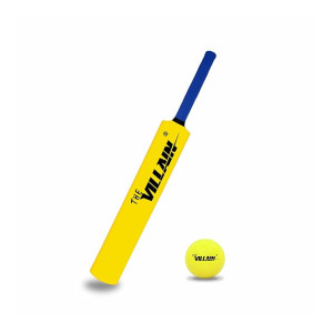 THE VILLAIN Heavy Duty Plastic Cricket Bat |Premium Bat for All Age Groups Kids|Boys |Girls |Adults|Yellow Color|Bat and Ball (Size-5)