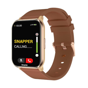 SnapUp Vision Bluetooth Calling Smartwatch with Snap Sync, 1.93” Lumax 2.5D Curved Display with 450 Nits Brightness, 100+ Sports Mode, Custom Smart Watch Faces, Health Suite - Gold Brown