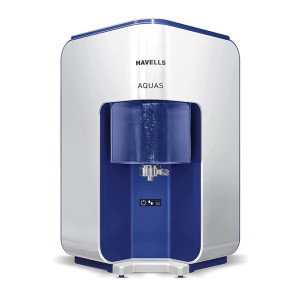 Havells AQUAS Water Purifier (White and Blue), RO+UF, Copper+Zinc+Minerals, 5 stage Purification, 7L Tank, Suitable for Borwell, Tanker & Municipal Water (Coupon + Bank offers)