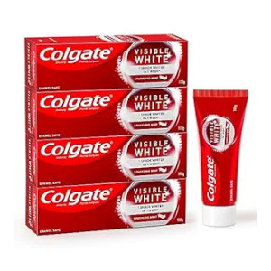 Colgate Visible White Toothpaste 400g (Combo Pack of 4 x 100g) Teeth Whitening Starts in 1 week, Safe on Enamel, Stain Removal and Minty Flavour for Fresh Breath.