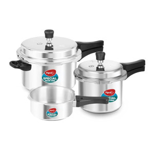 Pigeon By Stovekraft Special Aluminium Pressure Cooker Combo with Outer Lid Gas Stove Compatible 2, 3, 5 Litre Capacity for Healthy Cooking (Silver) (Coupon)