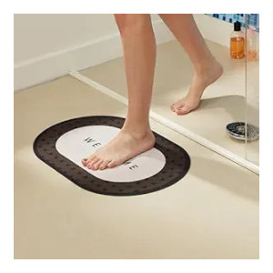 Amazon Brand - Solimo Water Absorbent Non-Slip Bathmat | Bathroom Mat | Anti-Skid, Lightweight | Super Absorbent | 38 cms X 58 cms (Brown)