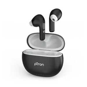 pTron Bassbuds NX TWS Earbuds with HD Mic, TruTalk AI-ENC Calls, 32H Playtime, 13mm Drivers, Bluetooth 5.3 Wireless Headphones, Voice Assistant, Type-C Fast Charging & IPX5 Water Resistant (Black)
