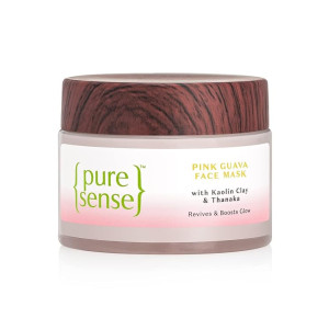 PureSense Pink Guava Face Mask with Kaolin Clay & Thanaka for Glowing Skin | Deep Pore Cleansing | Suitable for Both Men & Women | From the makers of Parachute Advansed | 65g