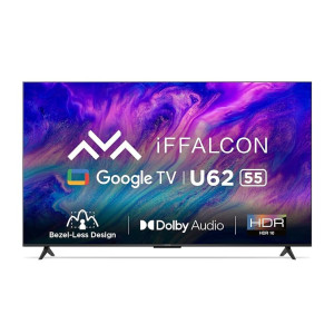 iFFALCON 138.7 cm (55 inches) 4K Ultra HD Smart LED Google TV iFF55U62 (Black) [Rs.5333 Off Using ICICI CC 9Mon No Cost EMI]