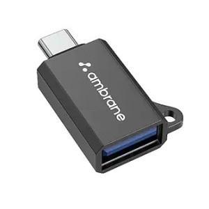 Ambrane USB Type C Male to USB Female OTG Adapter, Compatible with MacBook Pro/Air, Galaxy S20 S20+ Ultra Note 10 S9 S8 and All Type-C Devices,Portable and High-Speed Data Transfer