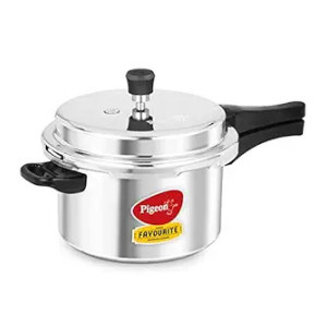 Pigeon By Stovekraft Favourite Aluminium Pressure Cooker with Outer Lid Induction and Gas Stove Compatible 5 Litre Capacity for Healthy Cooking (Silver) [Apply Rs.250 Coupon ]