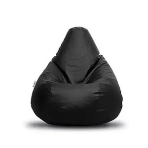 Amazon Brand Solimo Premium Faux Leather Bean Bag Filled with Beans | Capacity: Upto 6 Ft Height , 100 KG Weight | 2XL | Black