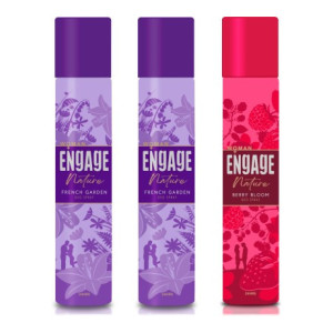 Engage Deo Spray, French Garden (Pack of 2) &Berry Bloom (Pack of 1) Fragrance Scent Deodorant Spray - For Women  (450 ml, Pack of 3)