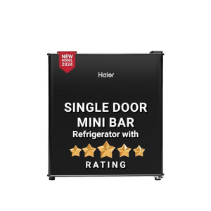 Haier 42L 5-Star Mini Bar Single Door Refrigerator (2024 Model, HRD-55KS, Black Steel)